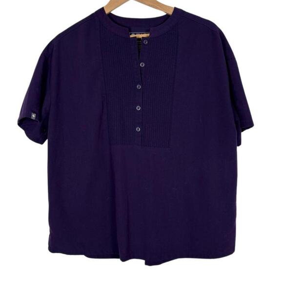 FIGS Eggplant Purple Pleated Scrub Top Size: Medium Style: TW2007 - Picture 1 of 6